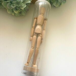 Gestalts artist figure 13” high  wood steel, chrome plated